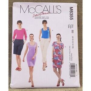 Misses Top and Dresses Sewing Pattern McCalls M6355, Size 8, 10, 12, 14, 16